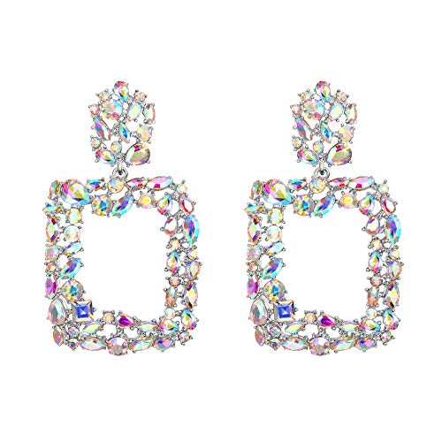EVER FAITH Damen 6 Farben Groß Strass Kristall Quadrat Geometrische Statement Trapezförmige Ohrringe für Party Hochzeit Irisierende Klare AB Silber-Ton EVER FAITH Damen 6 Farben Groß Strass Kristall Quadrat Geometrische Statement Trapezförmige Ohrringe für Party Hochzeit Irisierende Klare AB Silber-Ton von EVER FAITH