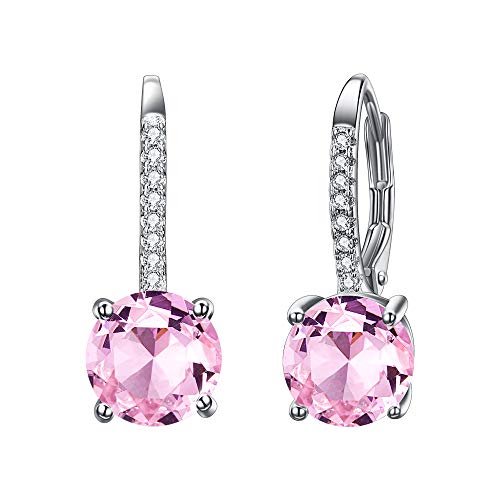 EVER FAITH Damen 925 Sterling Silber Cubic Zirkonia Gorgeous Brisur Dangle Ohrringe (Rosa) von EVER FAITH