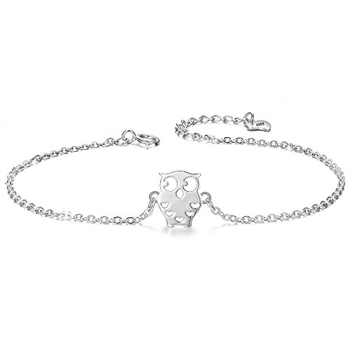 EVER FAITH Damen 925 Sterling Silber süß Eule Vögel Tier Adjustable Link Armband Chain von EVER FAITH