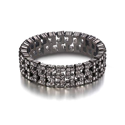 EVER FAITH Damen Armband Strass Kristall Hochzeit Braut Art Deco Hohl Stretch Armreif Grau Schwarz-Ton von EVER FAITH