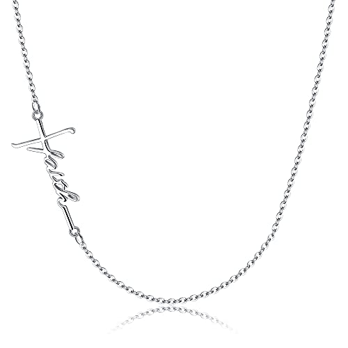 EVER FAITH Damen Halskette 925 Sterling Silber Täglich Braut klassische religiöse Kreuz Anhänger Kette Hals Schmuck (Buchstabe Kreuz) von EVER FAITH