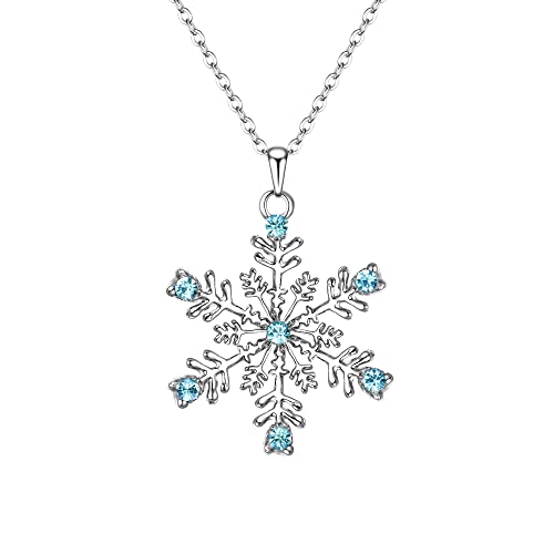 EVER FAITH Damen Halskette Österreich Kristall Party Winter Schneeflocke Blume Anhänger Kette für Mädchen Damen Blau Silber-Ton von EVER FAITH