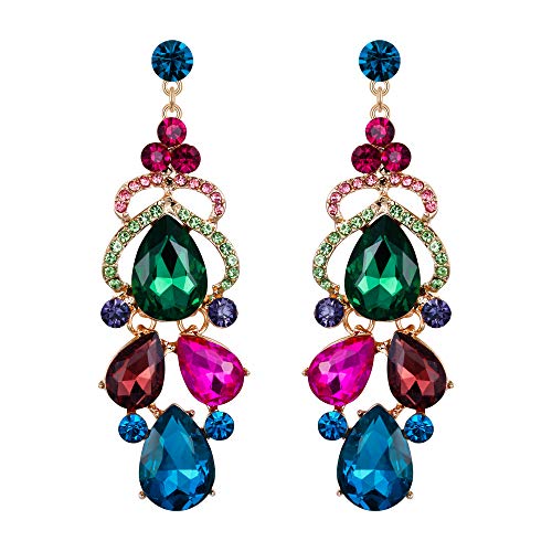 EVER FAITH Damen Kristall Hochzeit Floral Teardrop Kronleuchter baumeln Ohrringe Multicolor Gold-Tone EVER FAITH Damen Kristall Hochzeit Floral Teardrop Kronleuchter baumeln Ohrringe Multicolor Gold-Tone von EVER FAITH