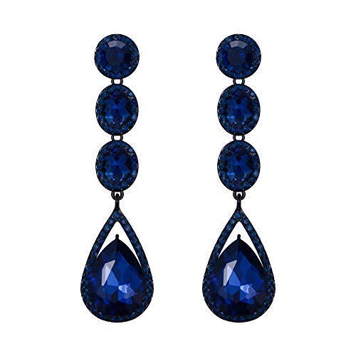 EVER FAITH Damen Kristall Hochzeit Mode Teardrop Lange Baumeln Kronleuchter Ohrringe Marineblau Schwarz-Ton EVER FAITH Damen Kristall Hochzeit Mode Teardrop Lange Baumeln Kronleuchter Ohrringe Marineblau Schwarz-Ton von EVER FAITH