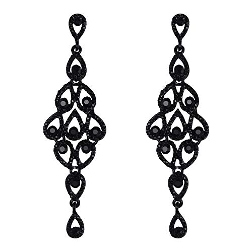 EVER FAITH Kristall Ohrringe Böhmen Aushöhlen Teardrop Chandelier Baumeln Lange Hängend Ohrstecker DamenJet Farbe Schwarz-Ton EVER FAITH Kristall Ohrringe Böhmen Aushöhlen Teardrop Chandelier Baumeln Lange Hängend Ohrstecker DamenJet Farbe Schwarz-Ton von EVER FAITH