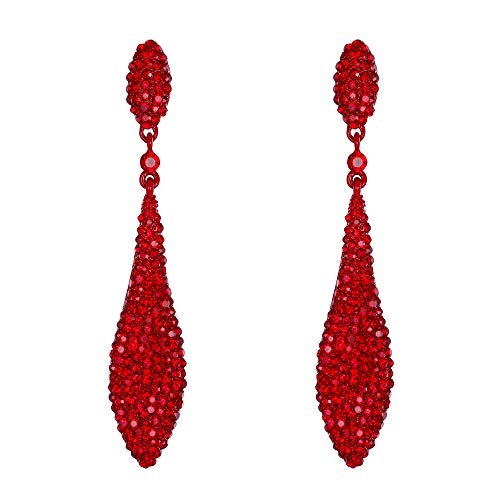 EVER FAITH Damen Österreich Kristall Doppel Waterdrop Durchbohrte Ohrringe Rubin Farbe Rot-Ton von EVER FAITH