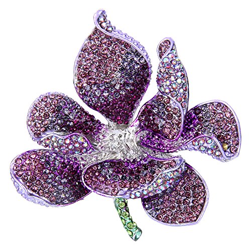 EVER FAITH Damen Österreichische Kristall Bridal Orchidee Blütenblatt Brosche Lila Silber-Ton von EVER FAITH
