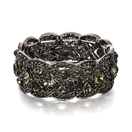 EVER FAITH Damen Österreichische Kristall Hochzeit Floral Breite Stretch-Armband Klar Gold-Ton EVER FAITH Damen Österreichische Kristall Hochzeit Floral Breite Stretch-Armband Klar Gold-Ton von EVER FAITH