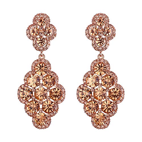 EVER FAITH Damen Ohrringe Hochzeit Braut Rhombus Strass Kristall Hohl Kronleuchter Ohrhänger Champagner Farbe EVER FAITH Damen Ohrringe Hochzeit Braut Rhombus Strass Kristall Hohl Kronleuchter Ohrhänger Champagner Farbe von EVER FAITH