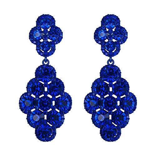 EVER FAITH Damen Ohrringe Hochzeit Braut Rhombus Strass Kristall Hohl Kronleuchter Ohrhänger Saphirblau EVER FAITH Damen Ohrringe Hochzeit Braut Rhombus Strass Kristall Hohl Kronleuchter Ohrhänger Saphirblau von EVER FAITH