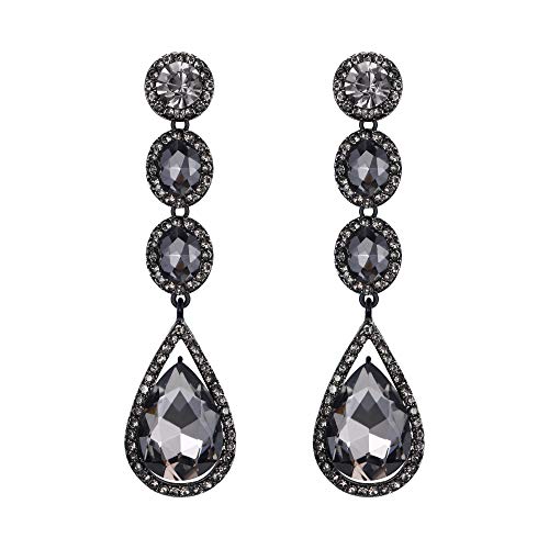 EVER FAITH Damen Ohrringe Kristall Hochzeit Mode Teardrop Lange Baumeln Kronleuchter Ohrhänger Grau Schwarz-Ton EVER FAITH Damen Ohrringe Kristall Hochzeit Mode Teardrop Lange Baumeln Kronleuchter Ohrhänger Grau Schwarz-Ton von EVER FAITH