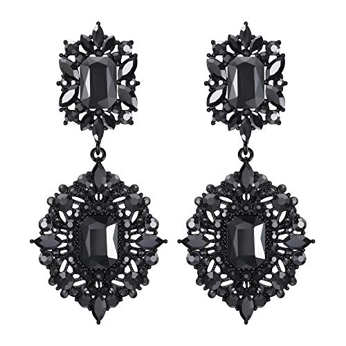 EVER FAITH Damen Ohrringe Kristall Hochzeit Party Art Deco Vintage Gatsby Stil Kronleuchter Kohlenschwarz EVER FAITH Damen Ohrringe Kristall Hochzeit Party Art Deco Vintage Gatsby Stil Kronleuchter Kohlenschwarz von EVER FAITH
