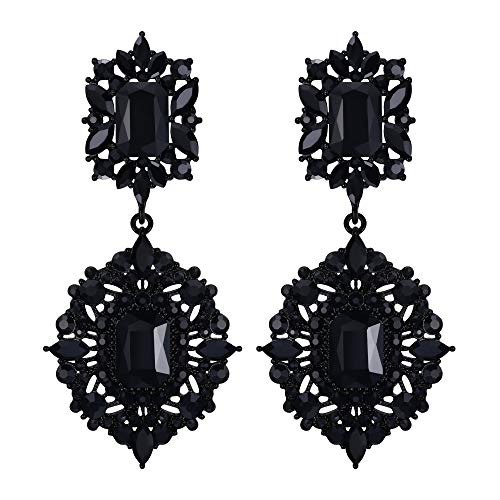 EVER FAITH Damen Ohrringe Kristall Hochzeit Party Art Deco Vintage Gatsby Stil Kronleuchter Schwarz Schwarz-Ton von EVER FAITH