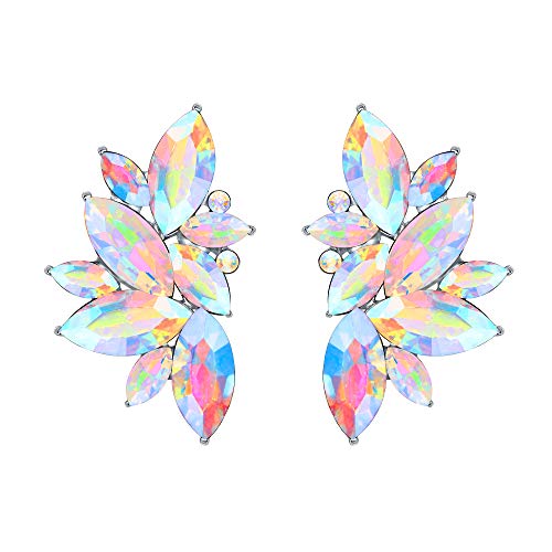 EVER FAITH Damen Ohrringe Österreichischen Kristall Hochzeit Braut Floral Ohrstecker Silber-Ton Irisierender-klar AB von EVER FAITH