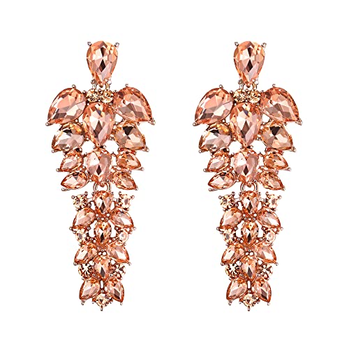 EVER FAITH Damen Ohrringe Strass Kristall Cluster Teardrop Statement hängend Chandelier Ohrstecker für Champagne Farbe EVER FAITH Damen Ohrringe Strass Kristall Cluster Teardrop Statement hängend Chandelier Ohrstecker für Champagne Farbe von EVER FAITH