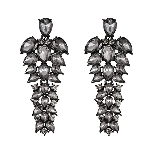EVER FAITH Damen Ohrringe Strass Kristall Cluster Teardrop Statement hängend Chandelier Ohrstecker für Grau EVER FAITH Damen Ohrringe Strass Kristall Cluster Teardrop Statement hängend Chandelier Ohrstecker für Grau von EVER FAITH