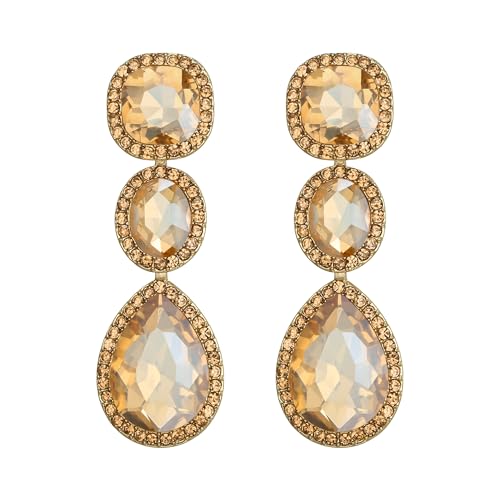EVER FAITH Damen Ohrringe Strass Kristall Vintage Party Braut Teardrop Halo baumeln Ohrhänger Braun EVER FAITH Damen Ohrringe Strass Kristall Vintage Party Braut Teardrop Halo baumeln Ohrhänger Braun von EVER FAITH