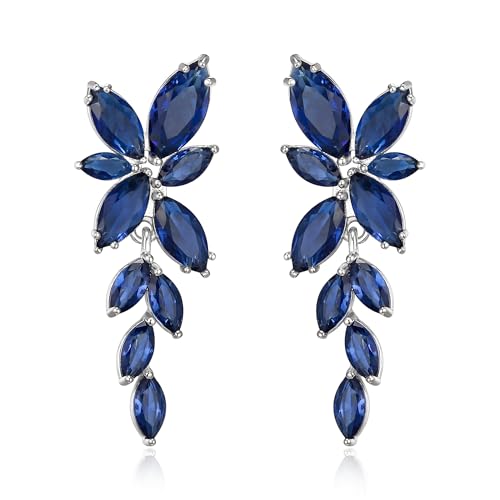 EVER FAITH Damen Ohrringe in Marquiseschliff mit Zirkonia edle Kristall Ohrhänger BLau Silber-Ton von EVER FAITH