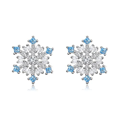 EVER FAITH Damen Ohrstecker 925 Sterling Silber Zirkonia Winter Snow flake Schneeflocke Stud Ohrringe Hell Blau Silber-Ton EVER FAITH Damen Ohrstecker 925 Sterling Silber Zirkonia Winter Snow flake Schneeflocke Stud Ohrringe Hell Blau Silber-Ton von EVER FAITH