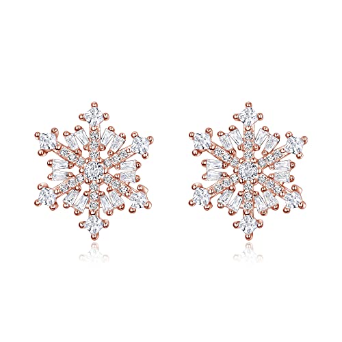 EVER FAITH Damen Ohrstecker 925 Sterling Silber Zirkonia Winter Snow flake Schneeflocke Stud Ohrringe Klar von EVER FAITH