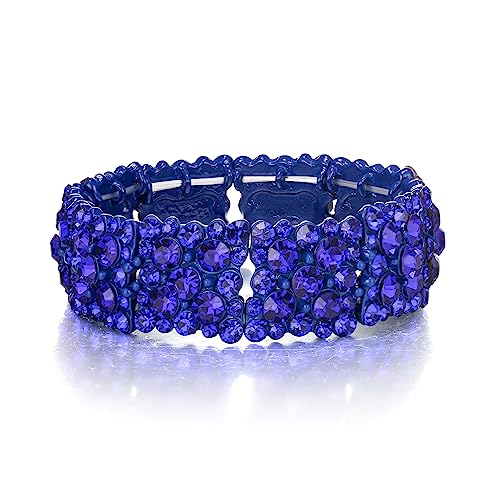 EVER FAITH Damen Rund Armkette österreichischer Kristall Elegantes Braut Stretch Armband Blau Blau-Ton EVER FAITH Damen Rund Armkette österreichischer Kristall Elegantes Braut Stretch Armband Blau Blau-Ton von EVER FAITH