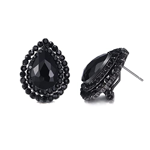 EVER FAITH Damen Tropfen Ohrstecker österreichischen Kristall elegante Wassertropfen Strass Ohrringe Schmuck für Prom Schwarz Schwarz-Tone von EVER FAITH