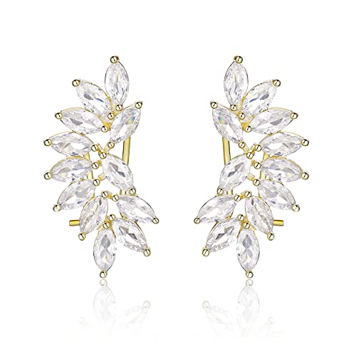 EVER FAITH Damen Zirkonia gebogen Cluster Bridal Bankett Ohrstecker Klar Gold-Ton von EVER FAITH