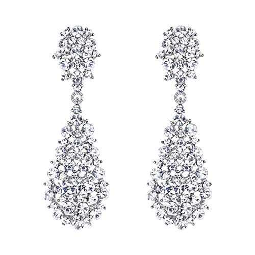 EVER FAITH Damen Ohrringe Voll Kristall Art Deco Vintage Stil Ohrhänger für Hochzeit Party Klar Silber-Ton von EVER FAITH