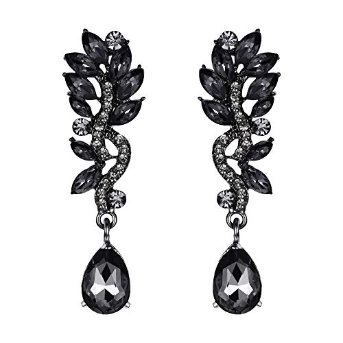 EVER FAITH Damen österreichischen Kristall Hochzeit Floral Teardrop Kronleuchter baumeln Ohrringe grau schwarz-Ton EVER FAITH Damen österreichischen Kristall Hochzeit Floral Teardrop Kronleuchter baumeln Ohrringe grau schwarz-Ton von EVER FAITH
