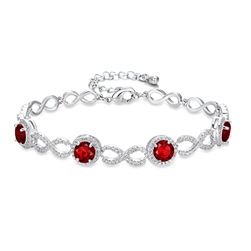 EVER FAITH Dezember Birthstone Armband Hochzeit Party volle Figur 8 Unendlichkeit Funkelnde kubische Zirkonias Armkette für Damen Braut Rot Silber-Ton von EVER FAITH