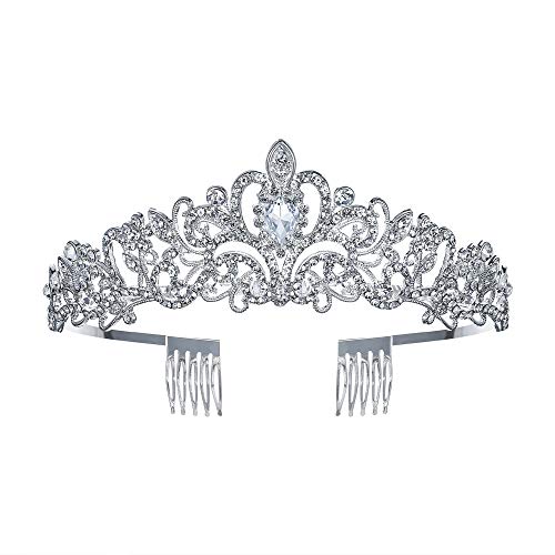 EVER FAITH Diadem Tiara Krone Tropfen österreichischen Kristall Prinzessin elegant Haarschmuck Haarband für Quinceanera Prom Geburtstag Hochzeit von EVER FAITH