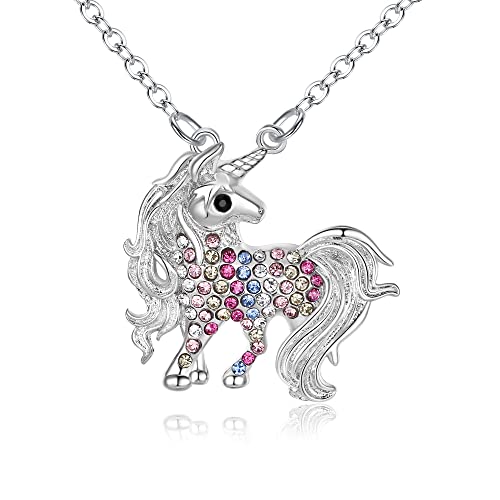 EVER FAITH Einhorn Halskette für Mädchen Bunt Cubic Zirkonia Unicorn Anhänger Süß Geschenk von EVER FAITH