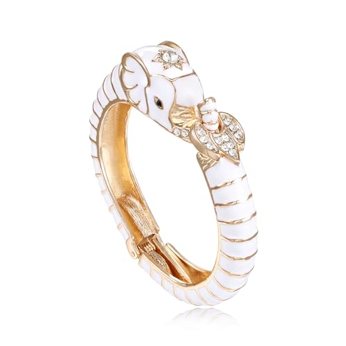 EVER FAITH Elefant Armreif Österreichischer Kristall Modeschmuck Weiß Emaille Entzückendes Tier Niedlicher Armband für Damen von EVER FAITH