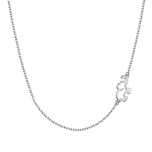 EVER FAITH Elefant Halskette für Damen 925 Sterling Silber Zierliche Glückstiere Minimalistisch Seitlich Anhänger Schmuck 925 Silber von EVER FAITH