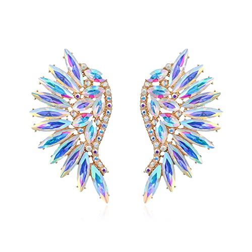 EVER FAITH Engelsflügel Ohrstecker, Marquise-förmige Strass-Kristall-Engelsflügel-Ohrringe für Damen und Mädchen Iridescent Klar AB von EVER FAITH