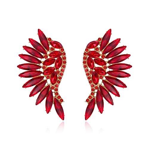 EVER FAITH Engelsflügel Ohrstecker Rot Marquise-förmige Strass Kristall Angel wings Ohrringe für Damen und Mädchen von EVER FAITH