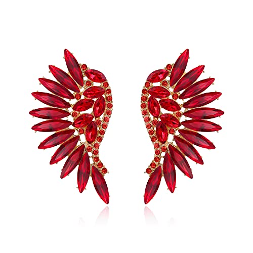 EVER FAITH Engelsflügel Ohrstecker Rot Marquise-förmige Strass Kristall Angel wings Ohrringe für Damen und Mädchen von EVER FAITH