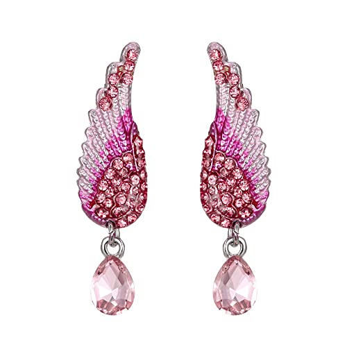 EVER FAITH Fashion Engel Flügel Emaille Angelhaken Ohrhänger für Damen Lila Silber-Ton von EVER FAITH
