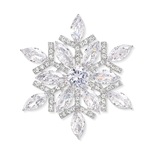 EVER FAITH Full CZ Marquise Shape Winter Schneeflocke Blume Brosche Pin Klar Silber-Ton von EVER FAITH