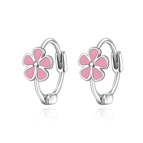EVER FAITH Gänseblümchen-Ohrringe für Mädchen, Rose Daisy Blume 925 Sterling Silber Huggie Creolen Silber-Ton Mini kleine Ohrringe für Tochter von EVER FAITH