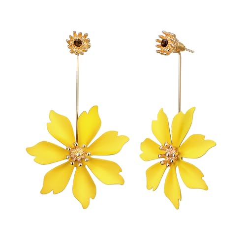 EVER FAITH Gelb Blume baumeln Ohrringe Boho Statement Floral Petal Drop Sommerschmuck für Damen Mädchen von EVER FAITH
