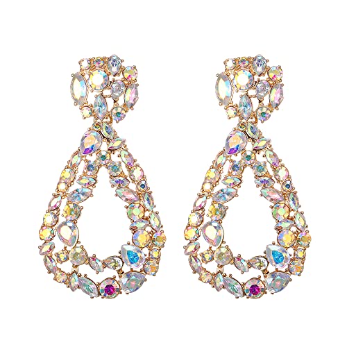EVER FAITH Geometrisch Oval Erhöhte Ohrringe, Vintage Statement Tropfen baumeln Ohrringe für Damen Mädchen Iridescent Klar AB EVER FAITH Geometrisch Oval Erhöhte Ohrringe, Vintage Statement Tropfen baumeln Ohrringe für Damen Mädchen Iridescent Klar AB von EVER FAITH