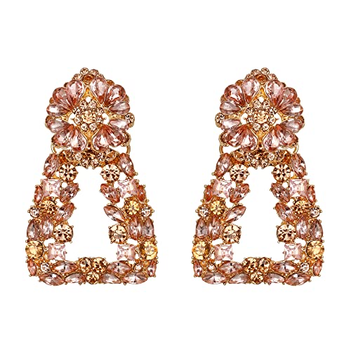 EVER FAITH Geometrische Statement-Ohrringe, große quadratische Dreieck-Baumel-Kristall-Tropfen böhmischen erhöhtes Design Ohrringe Champagne Color EVER FAITH Geometrische Statement-Ohrringe, große quadratische Dreieck-Baumel-Kristall-Tropfen böhmischen erhöhtes Design Ohrringe Champagne Color von EVER FAITH