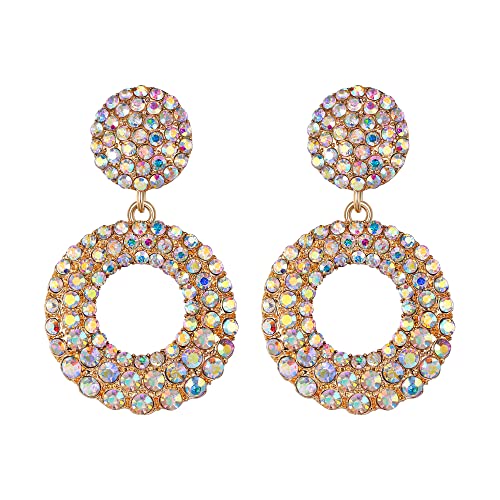 EVER FAITH Geometrische runde Tropfen Ohrringe mit Strasssteinen glitzernde Kristall Statement Runde Kronleuchter für Damen und Mädchen Iridescent Klar AB EVER FAITH Geometrische runde Tropfen Ohrringe mit Strasssteinen glitzernde Kristall Statement Runde Kronleuchter für Damen und Mädchen Iridescent Klar AB von EVER FAITH