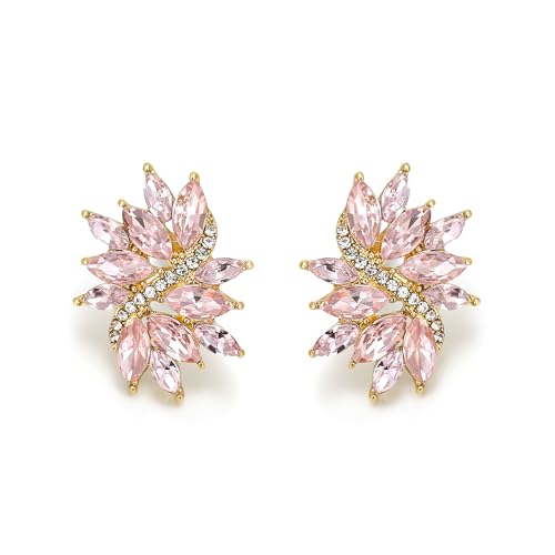 EVER FAITH Glitter Strass Ohrstecker für Damen Marquise Kristall Hochzeit Party Vintage Statement Ohrringe für Braut Cocktail Prom Schmuck Rosa Gold-Ton von EVER FAITH
