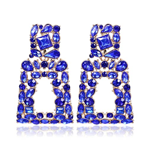 EVER FAITH Große Quadratisch Ohrringe Sommer Strand Stil geometrische Kristall tropfen böhmische Ohrringe mit erhöhtem Design Blau von EVER FAITH