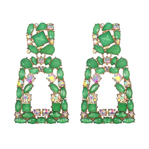 EVER FAITH Große Quadratisch Ohrringe Sommer Strand Stil geometrische Kristall tropfen böhmische Ohrhänger mit erhöhtem Design Grün EVER FAITH Große Quadratisch Ohrringe Sommer Strand Stil geometrische Kristall tropfen böhmische Ohrhänger mit erhöhtem Design Grün von EVER FAITH