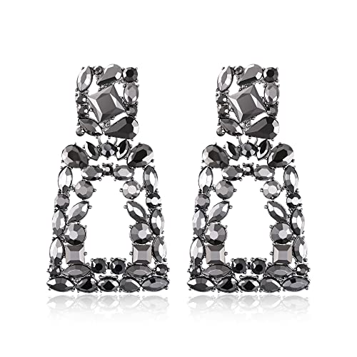 EVER FAITH Große Quadratisch Ohrringe mode geometrische Kristall tropfen böhmische Ohrhänger mit erhöhtem Design Kohlengrau EVER FAITH Große Quadratisch Ohrringe mode geometrische Kristall tropfen böhmische Ohrhänger mit erhöhtem Design Kohlengrau von EVER FAITH