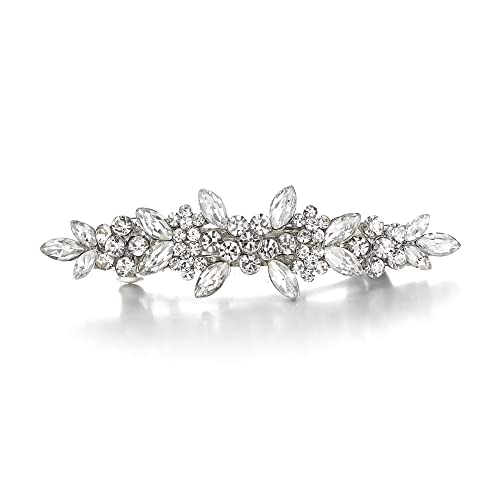 EVER FAITH Haarspange Braut Kristall Blume für Dman Marquise Runde Strass Cluster Haarschmuck für Bankett Party Klar Silber-Ton von EVER FAITH