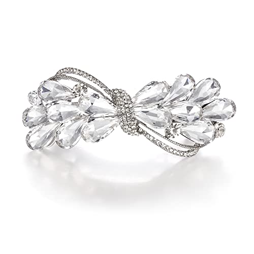 EVER FAITH Haarspange Clip Hochzeit österreichischen Kristall Strass Wassertropfen Bowknot Haarschmuck für Damen Klar Silber-Ton von EVER FAITH